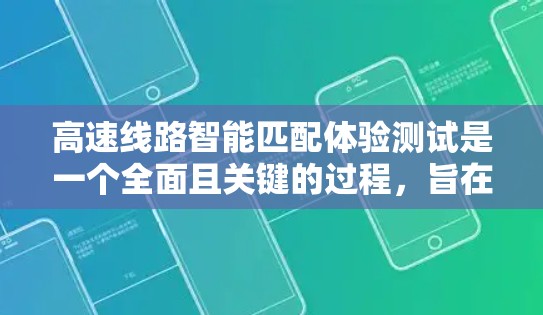 高速线路智能匹配体验测试是一个全面且关键的过程,旨在确保车辆和道路之间的匹配高效、安全。以下是对整个测试过程的详细总结,帮助您更好地理解和实施 高速线路智能匹配体验测试是一个全面且关键的过程,旨在确保车辆和道路之间的匹配高效、安全。以下是对整个测试过程的详细总结,帮助您更好地理解和实施