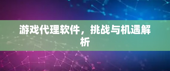 游戏代理软件，挑战与机遇解析
